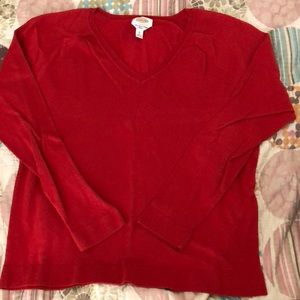Sweater by Talbots lower cut V neck orange/red